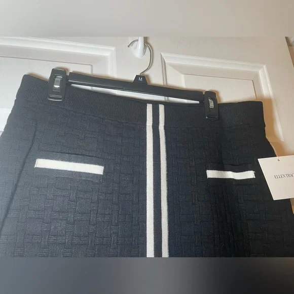 Ellen Tracy Womans Black/White Knit Pencil Skirt Large Textured Basket Weave NWT - Picture 3 of 8